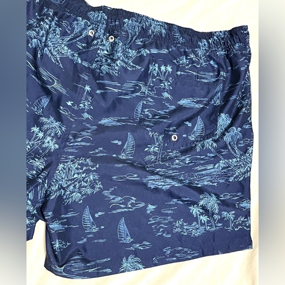 Land’s End Blue Tropical Print Men’s Swim Trunks Pockets Shorts Size 3XL 50-52 - Picture 16 of 16